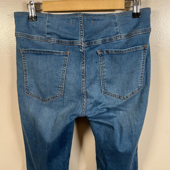 Free People Penny Pull On Flare Jeans Size 28 Boho Bell Bottom Retro Blue - Picture 7 of 9
